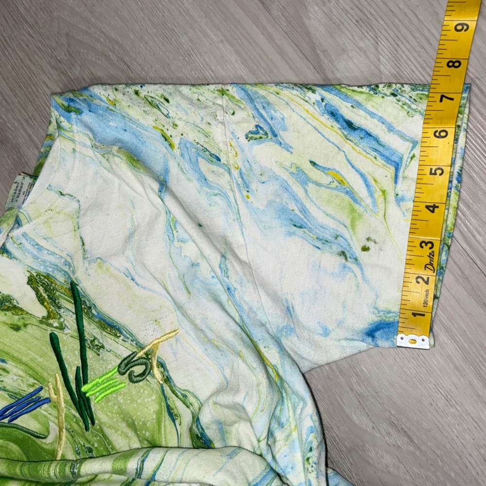 Colortone Key West Tie Dye Marble T-Shirt Mens Medium Green Blue Embroidered Tee - Picture 11 of 12